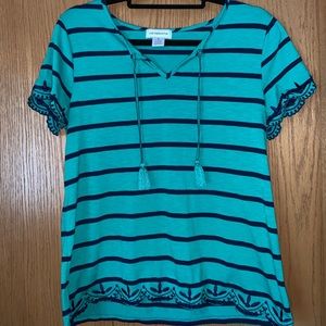Liz Claiborne Tie-Neck Embroidered T-Shirt